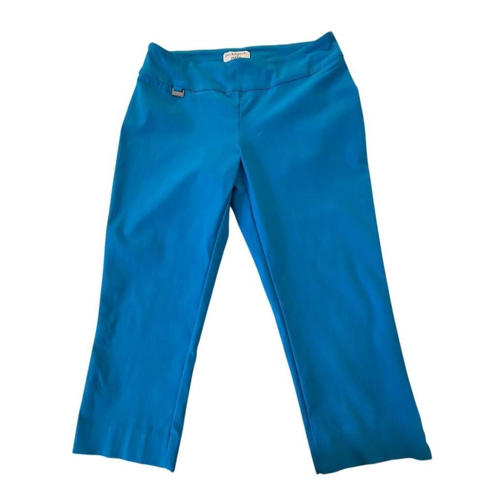 Peck & Peck Womens Mid-rise Straight Leg Cropped Pull-on Pants Turquoise Size 8P